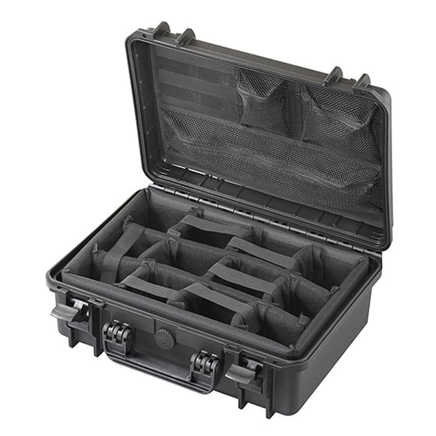 TAF CASE 400 CAM+ Kompakter robuster Kamerakoffer in schwarz mit anpassbaren KameraInlay und Deckeltasche