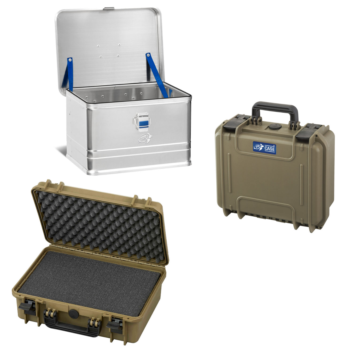 Bundle aus zwei Hartschalenkoffern und einer robusten Alu Box
