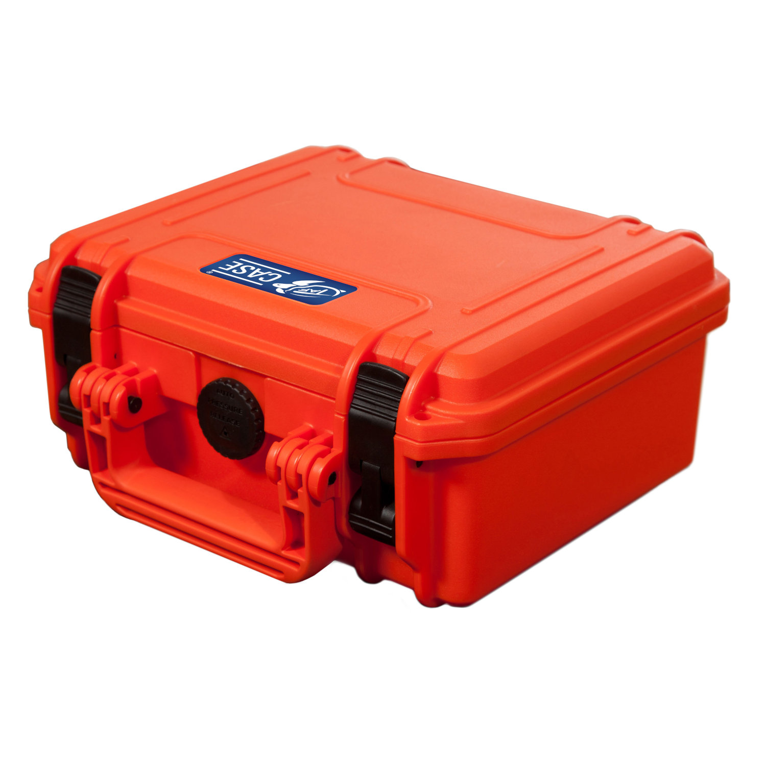 Ein liegender orangefarbener Outdoor Koffer der Marke TAF CASE