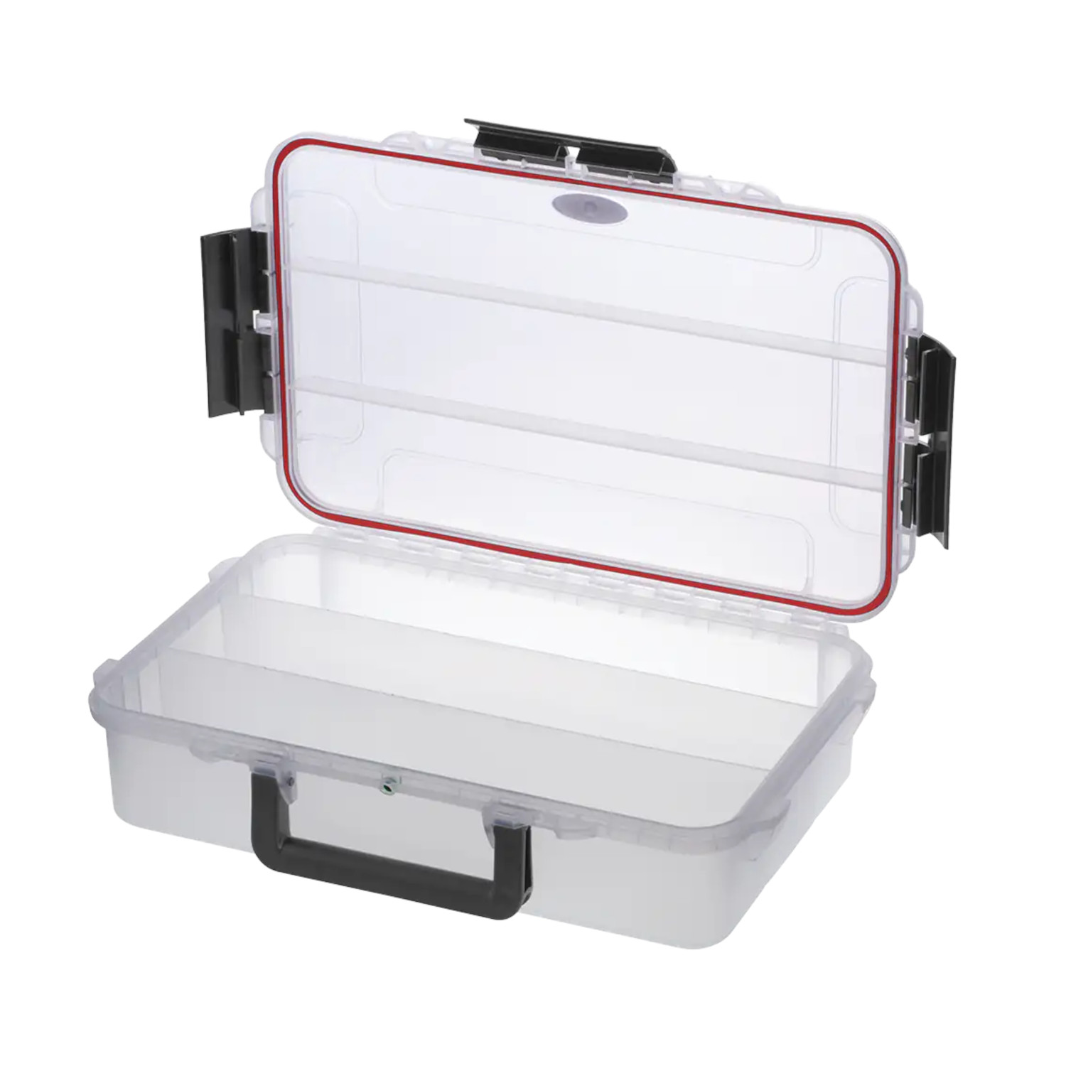 TAF CASE 104T Geöffnetes transparentes Outdoor Case mit Unterteilung in 3 Fächer