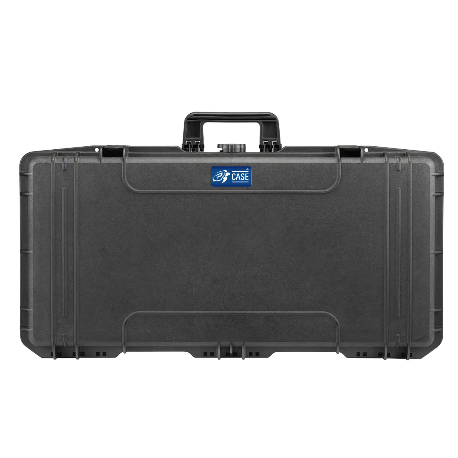 Geschlossenes schwarzes Outdoor Case mit augeklapptem Griff